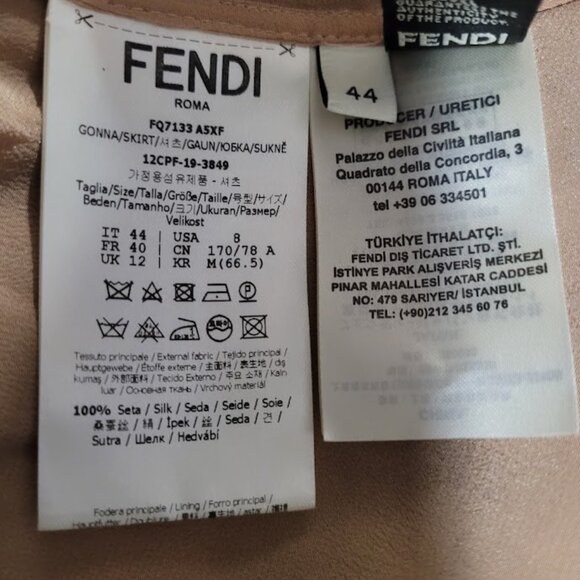 NWT FENDI Gonna Fan Karligraphy Pleated Skirt Sz 44 US 8 100% Silk - Picture 14 of 14